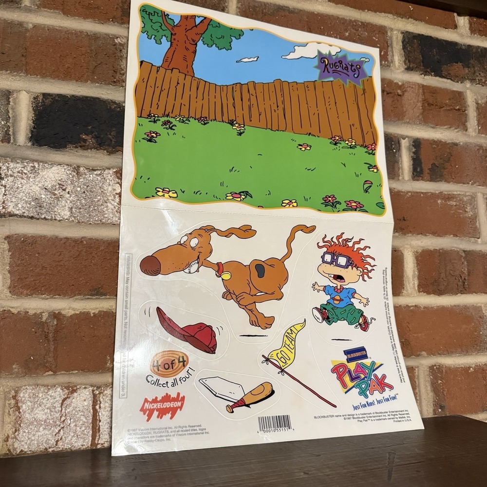 Nickelodeon's Rugrats Window Clings Blockbuster Play Pak 1997 90s vtg 4 Out Of 4